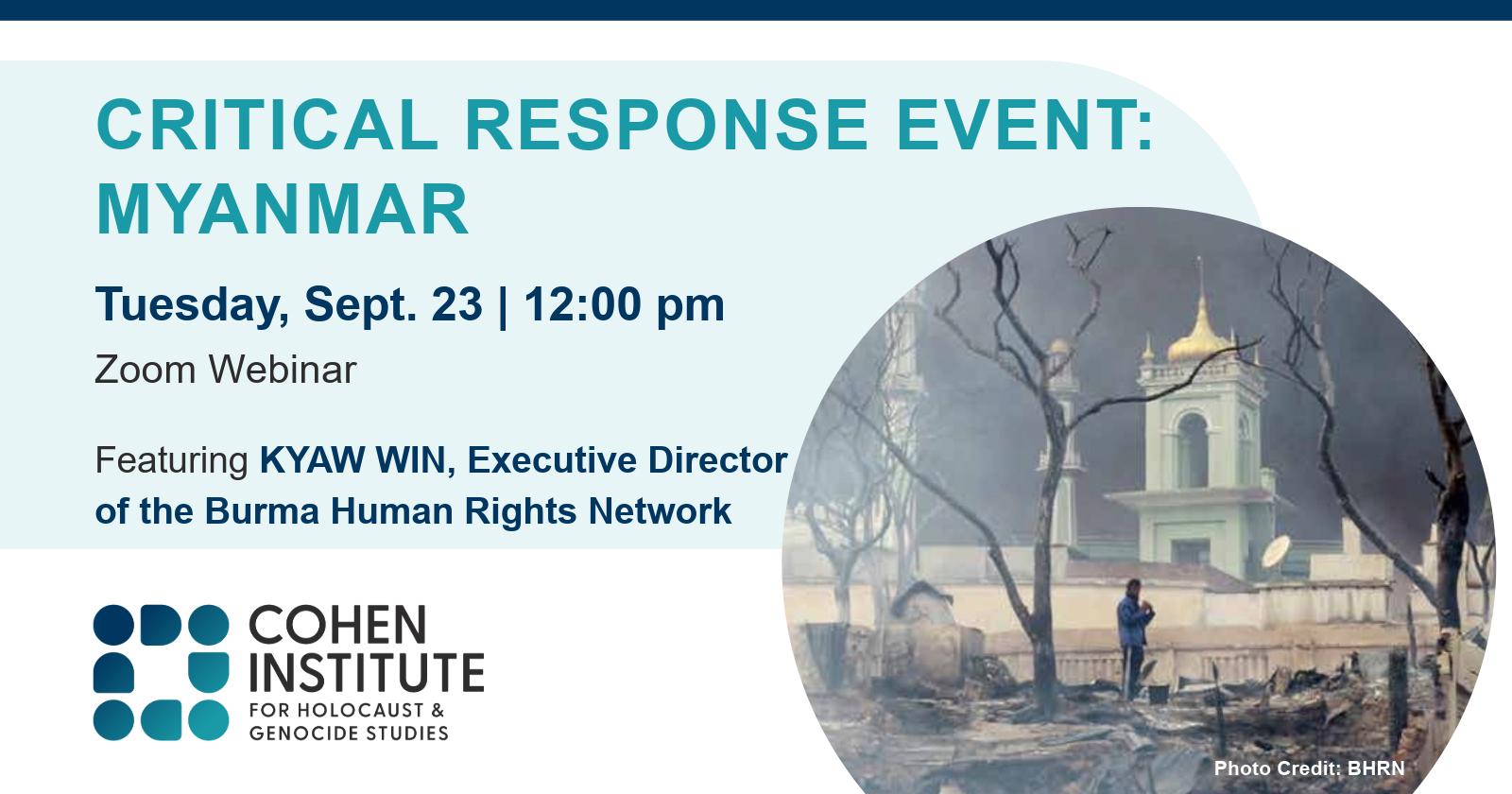 CRITICAL RESPONSE EVENT: MYANMAR